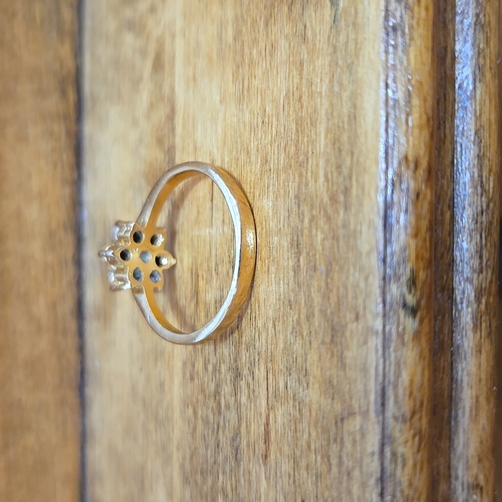 Gold Electroplated Simulated Ruby & Crystals Ring… - image 4